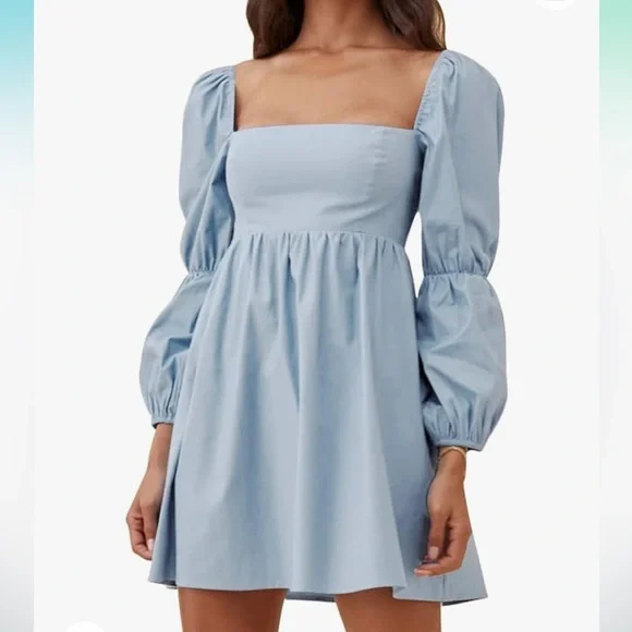 Dresses | Light Blue Square Neck Dress | Poshmark